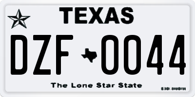 TX license plate DZF0044
