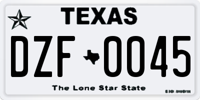TX license plate DZF0045
