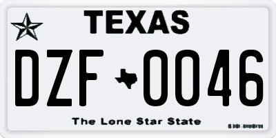 TX license plate DZF0046