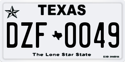TX license plate DZF0049