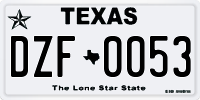 TX license plate DZF0053