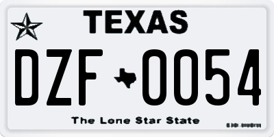 TX license plate DZF0054