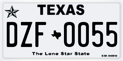 TX license plate DZF0055