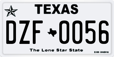 TX license plate DZF0056