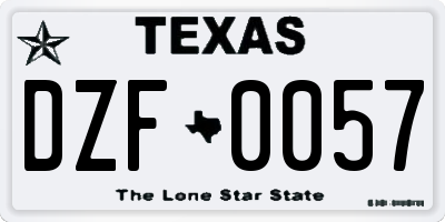 TX license plate DZF0057
