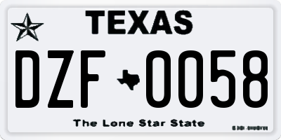 TX license plate DZF0058