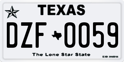 TX license plate DZF0059