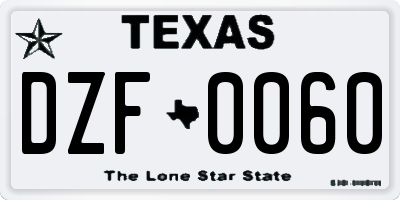 TX license plate DZF0060