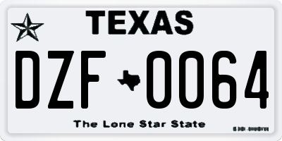 TX license plate DZF0064
