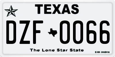 TX license plate DZF0066