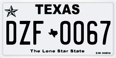 TX license plate DZF0067