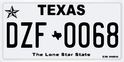 TX license plate DZF0068