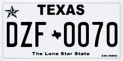 TX license plate DZF0070