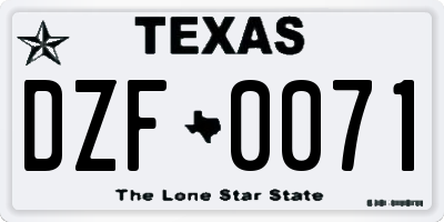 TX license plate DZF0071