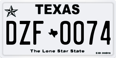 TX license plate DZF0074