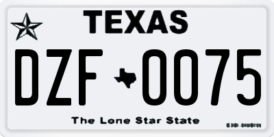 TX license plate DZF0075