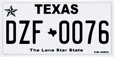 TX license plate DZF0076
