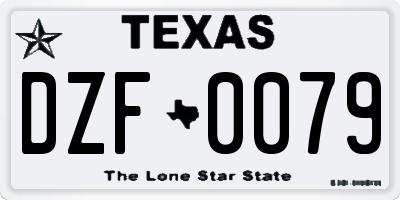 TX license plate DZF0079