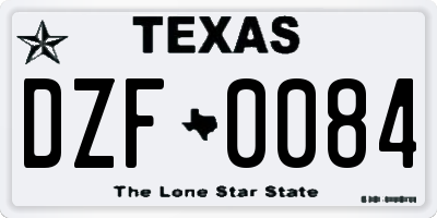 TX license plate DZF0084