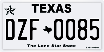 TX license plate DZF0085