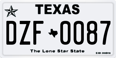TX license plate DZF0087