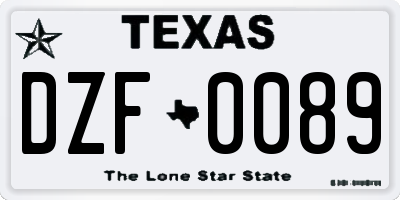 TX license plate DZF0089
