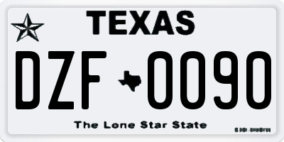 TX license plate DZF0090