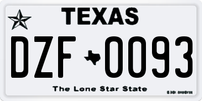 TX license plate DZF0093