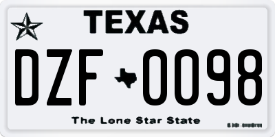 TX license plate DZF0098