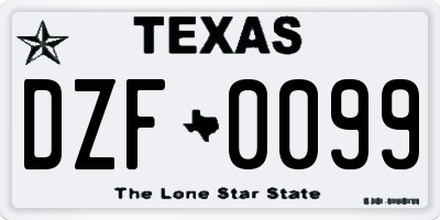 TX license plate DZF0099
