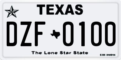 TX license plate DZF0100