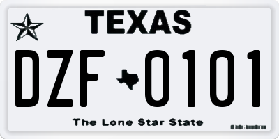 TX license plate DZF0101