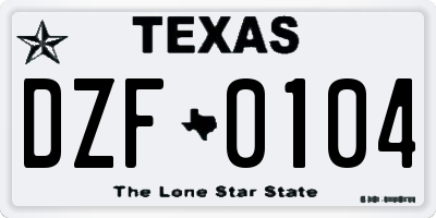 TX license plate DZF0104