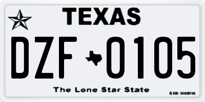 TX license plate DZF0105