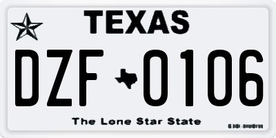 TX license plate DZF0106