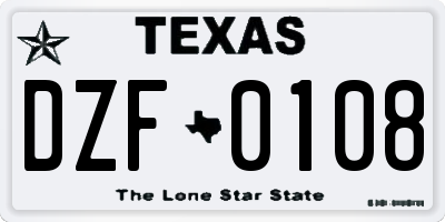 TX license plate DZF0108