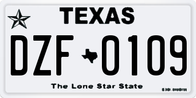 TX license plate DZF0109
