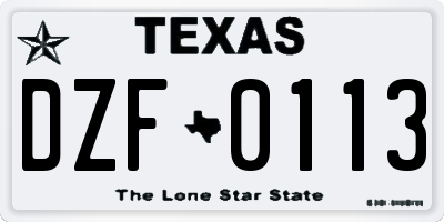 TX license plate DZF0113
