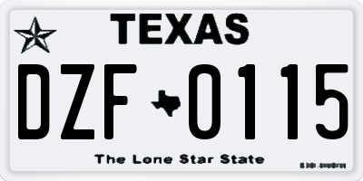 TX license plate DZF0115