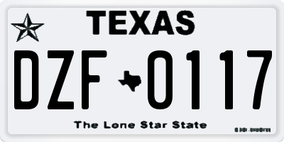 TX license plate DZF0117