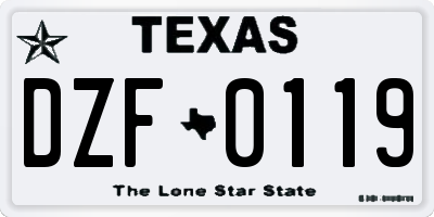 TX license plate DZF0119