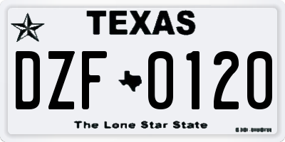 TX license plate DZF0120