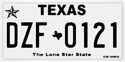 TX license plate DZF0121