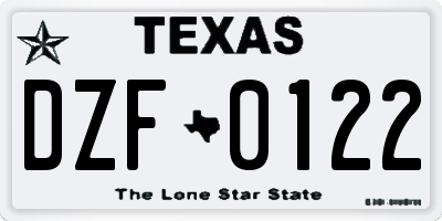 TX license plate DZF0122