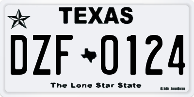TX license plate DZF0124
