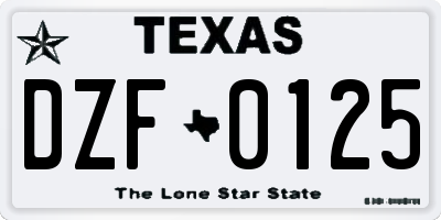 TX license plate DZF0125