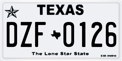 TX license plate DZF0126