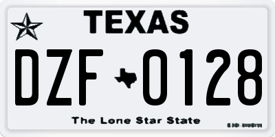 TX license plate DZF0128