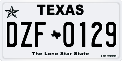 TX license plate DZF0129