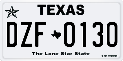 TX license plate DZF0130